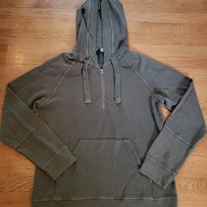 COPY - Long Sleeve Hooded Olive Green Zip Sweatshirt w/ Pockets - Made in Italy…